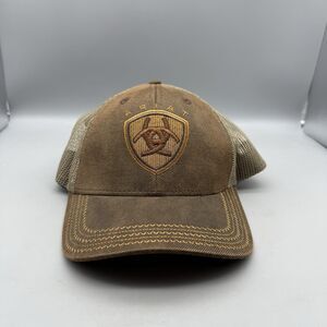 Ariat Snapback Trucker Hat Brown Adjustable Embroidered Mesh Back 6 Panel